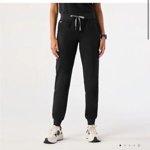 Figs Zamora Jogger Scrub Pants — black with gray ties.